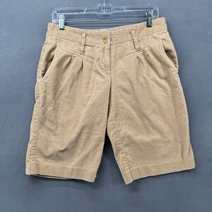 Lola Women's Khaki Corduroy Pleated Front Shorts Size 9